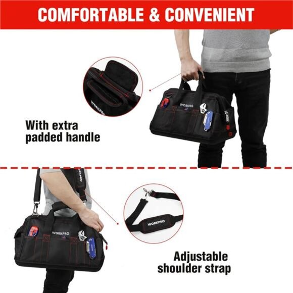 16-inch Close Top Wide Mouth Tool Storage Bag with Water Proof Rubber - Picture 6 of 7